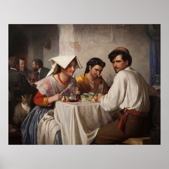 "In a Roman Osteria" - 1886 Carl Heinrich Bloch Ca Poster (Vorne)