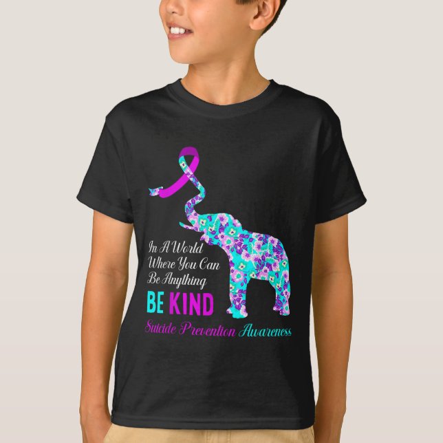 In A World Be Kind Suprt Suicide Prevention Awaren T-Shirt (Vorderseite)