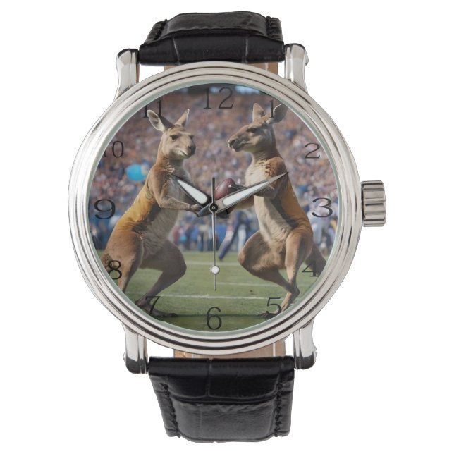 "In Aktion: Kangaroos spielt Aussie-Regeln Armbanduhr (Vorderseite)