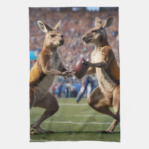 "In Aktion: Kangaroos spielt Aussie-Regeln Geschirrtuch