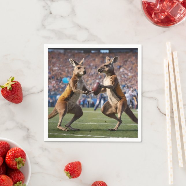 "In Aktion: Kangaroos spielt Aussie-Regeln Serviette (Beispiel)