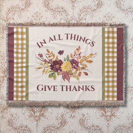 In All Things Give Thanks Autumn Floral Decke