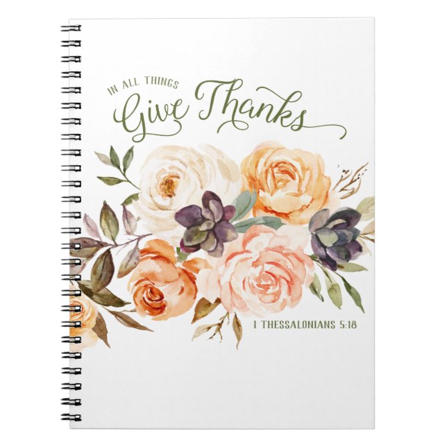 In allem Dank floral Rose Journal Notizblock (Vorderseite)