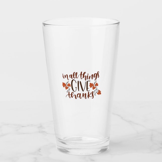 In allem gibt Dank Erntedank Pumpkin Glas (Vorderseite)