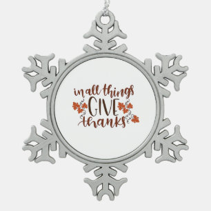 In allem gibt Dank Erntedank Pumpkin Schneeflocken Zinn-Ornament