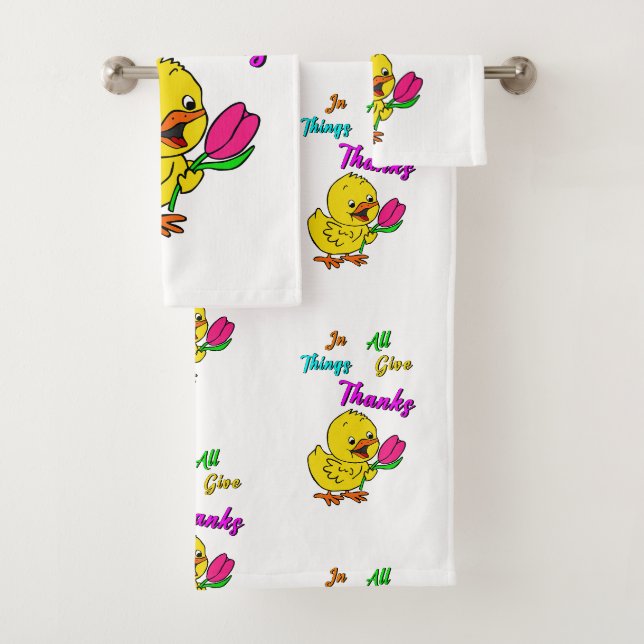 In allen Dingen Dank Chick Tulip Erntedank Badhandtuch Set (Insitu)