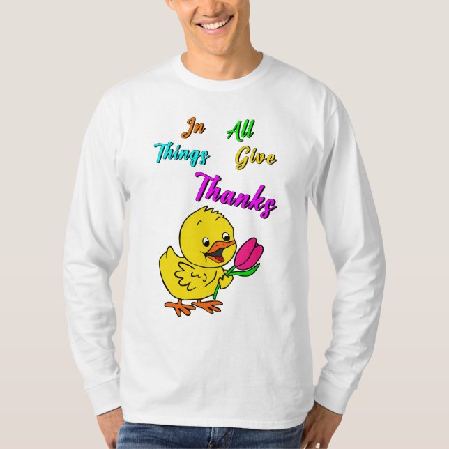 In allen Dingen Dank Chick Tulip Erntedank T-Shirt (Vorderseite)