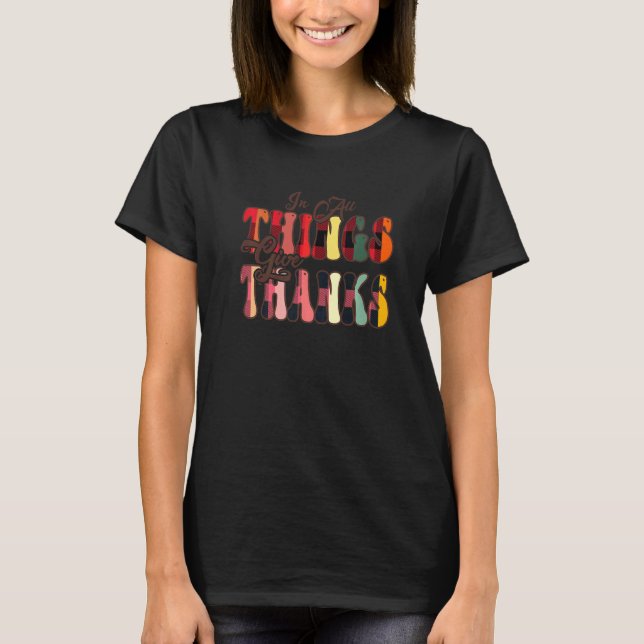 In allen Dingen Dank Groovy Leopard Thanksgiv T-Shirt (Vorderseite)