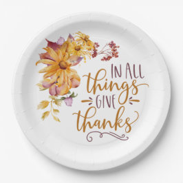 In allen Dingen Dank Herbst Floral Pappteller