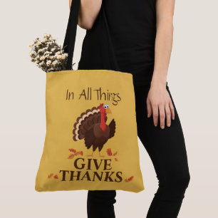 In allen Dingen dankbar Truthahn Erntedankfest Tasche