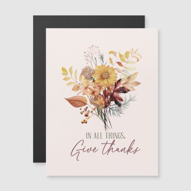 In allen Dingen danke - Herbst Blumenstrauß Magnetkarte (Vorne/Hinten)