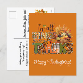 In allen Dingen danken glücklichen Thanksgiving Feiertagspostkarte