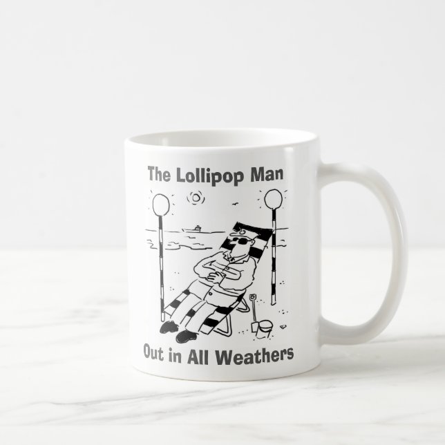 In allen Wochen. Lollipop Man Sunbaden Kaffeetasse (Rechts)