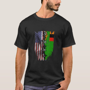 In Amerika angebaute sambische Wurzeln USA Sambia- T-Shirt
