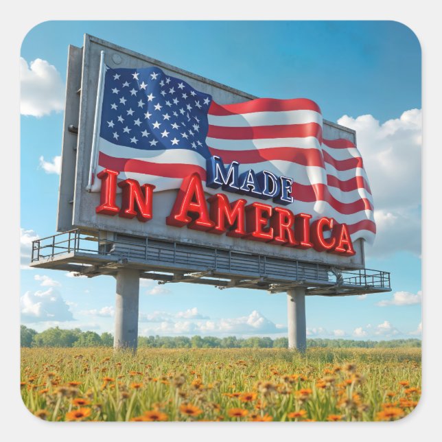 In Amerika in Reklametafeln in Wildblumen hergeste Quadratischer Aufkleber (Vorderseite)
