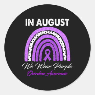 In August We Wear Purple Overdose Awareness Month Runder Aufkleber
