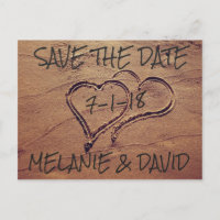 In Beach Sand Save the Date Gezeichnet Herzen Post