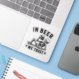 In Bier we trust chillin' Skelett Beer Pong Aufkleber