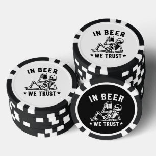 In Bier we trust chillin' Skelett Beer Pong Pokerchips