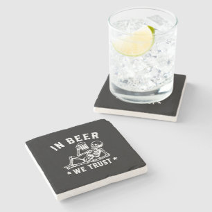 In Bier we trust chillin' Skelett Beer Pong Steinuntersetzer
