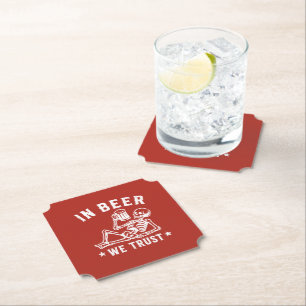 In Bier we trust chillin' Skelett Beer Pong Untersetzer
