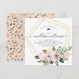 In Bloom   Blush Florale Abschlussfeier Einladung