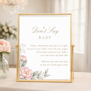 In Bloom Elegante Babyparty-Spiel Sag nicht Baby Poster