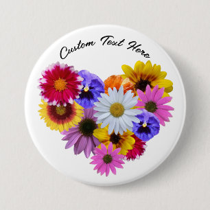 In Bloom - Heart Shaped Floral Bouquet Button