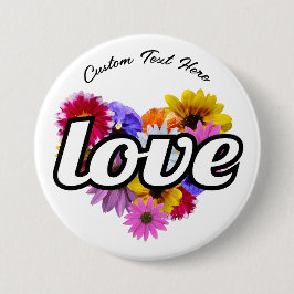 In Bloom - Liebe Herz geformt Blumenmotiv Knopf Button