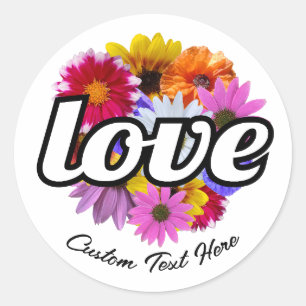 In Bloom - Liebe mit Round Floral Bouquet Runder Aufkleber