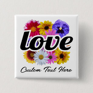 In Bloom - Liebe mit Square Floral Bouquet Button