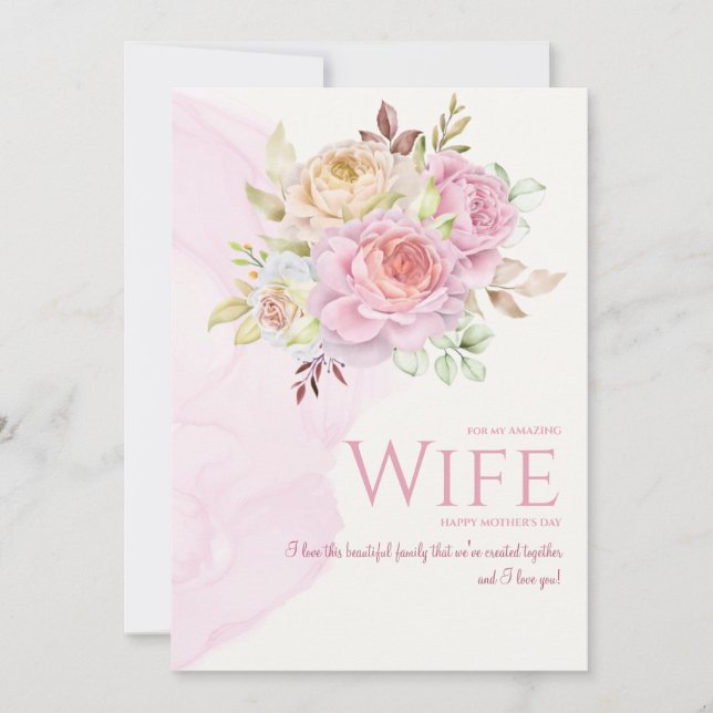 In Bloom Muttertagskarte für Ehefrau Einladung (Vorderseite)