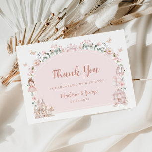 In Bloom Pink Bow Floral Baby Shower Danke Begleitkarte