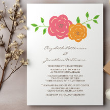 In Bloom Red Orange Bloral Hochzeit einladen