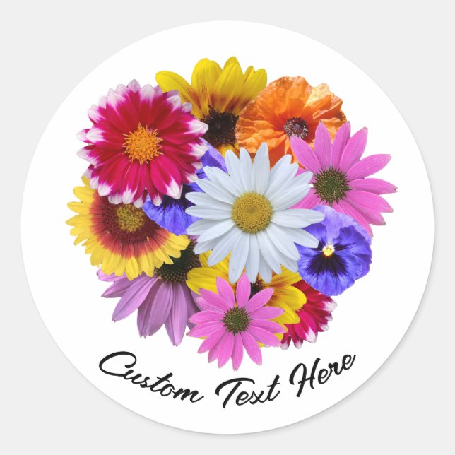 In Bloom - Round Floral Bouquet Runder Aufkleber (Vorderseite)
