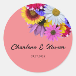In Bloom Wedding - Round Split Floral Runder Aufkleber