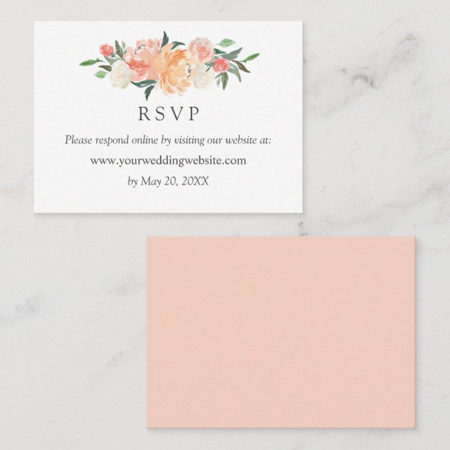 In Bloom Wedding RSVP Online Website Visitenkarte (Vorne/Hinten)