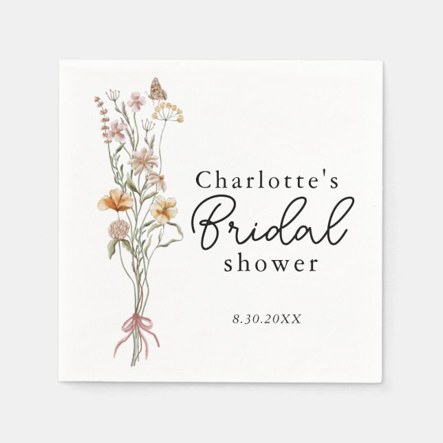 In Bloom Wildblume Blumenkohl Brautparty Serviette (Vorderseite)