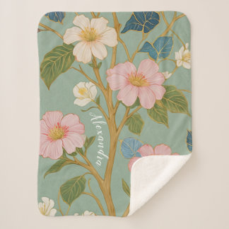 In Blossom: Pastelzweig mit rosa Blume Sherpadecke