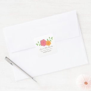 In blutrot orangefarbene Save the Date Aufkleber