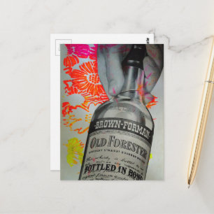 In-Bond-Whisky-Flasche Florale Collage Postkarte