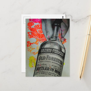 In-Bond-Whisky-Flasche Florale  Collage Postkarte
