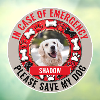 In Case of Emergency Save My Dog Window Cling Fensteraufkleber