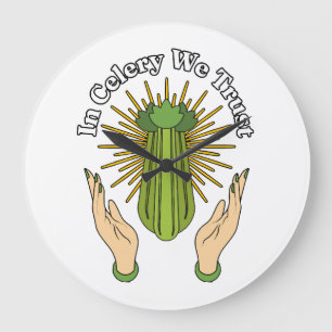 In Celery We Trust - Liebhaber von Selleriesaft Lu Große Wanduhr