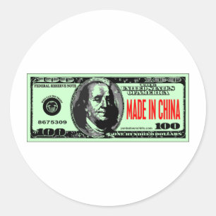 IN CHINA GEMACHT RUNDER AUFKLEBER