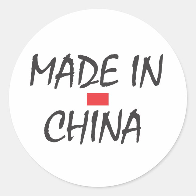 IN CHINA GEMACHT RUNDER AUFKLEBER (Vorderseite)