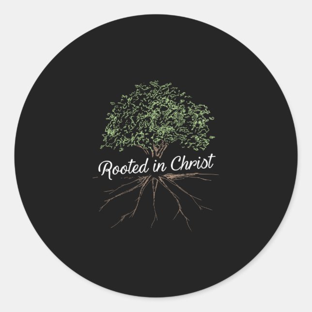In Christus gewurzelt - Christlicher Jesus Runder Aufkleber (Vorderseite)