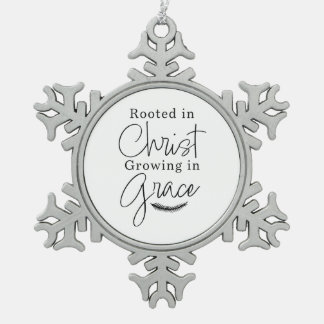In Christus verwurzelt, in Gnade wachsend Weihnach Schneeflocken Zinn-Ornament