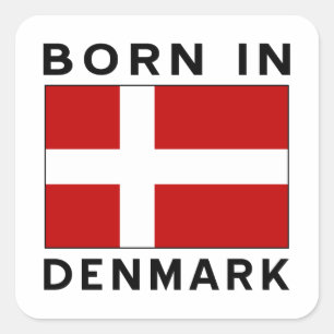 In Dänemark geboren Schwarz Quadratischer Aufkleber