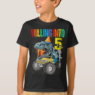 In das 5. Geburtstagsmonster rollen Truck Dinosaur T-Shirt
